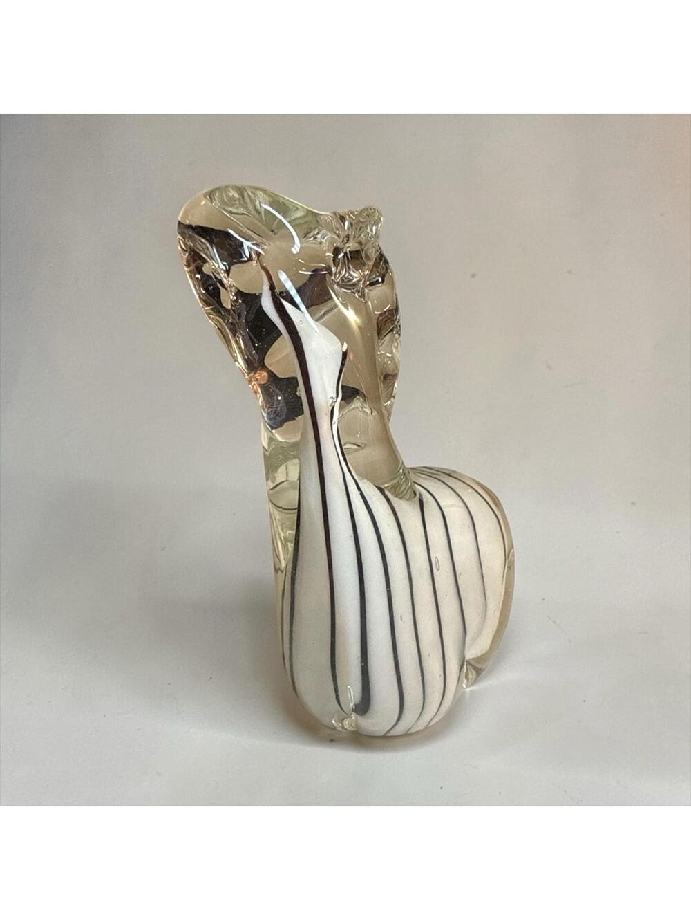 MCM Murano Style Art Glass Zebra Striped Figurine 5"H - Picture 4 of 7